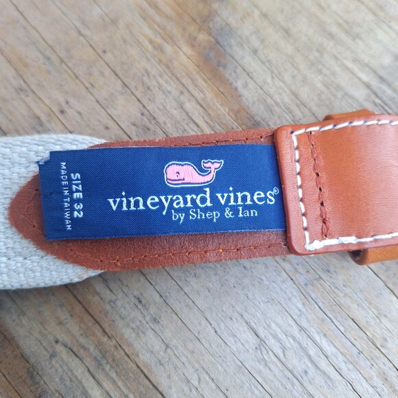 Vineyard Vines Airplane Canvas Web  Belt 32 Cotton Leather - Picture 1 of 4